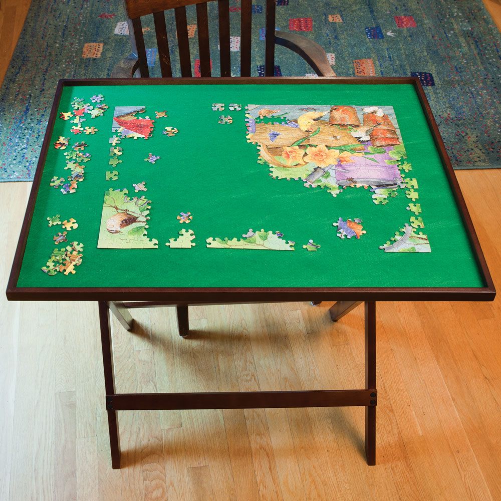 Foldaway Puzzle Table Walnut Tone