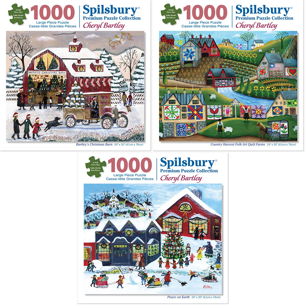 Set of 3 Pre-Boxed: Cheryl Bartley 1000 Piece Jigsaw Puzzles