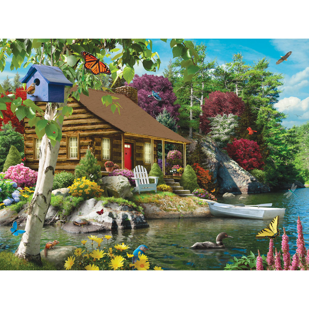 CCEEBDTO Jigsaw Puzzle 500 Piece For Adults Puzzle 3D Wooden Classic Puzzle Lakeside Boat Painting Landscape Diy Educational Puzzle Christmas Home Decor Gift 52X38Cm