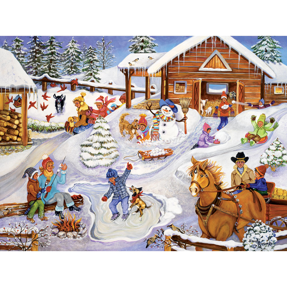 500 pc Cows on the Farm Jigsaw by Artist Bob Fair Dairy Farm Winter Bits and Pieces 500 Piece Jigsaw Puzzle for Adults 