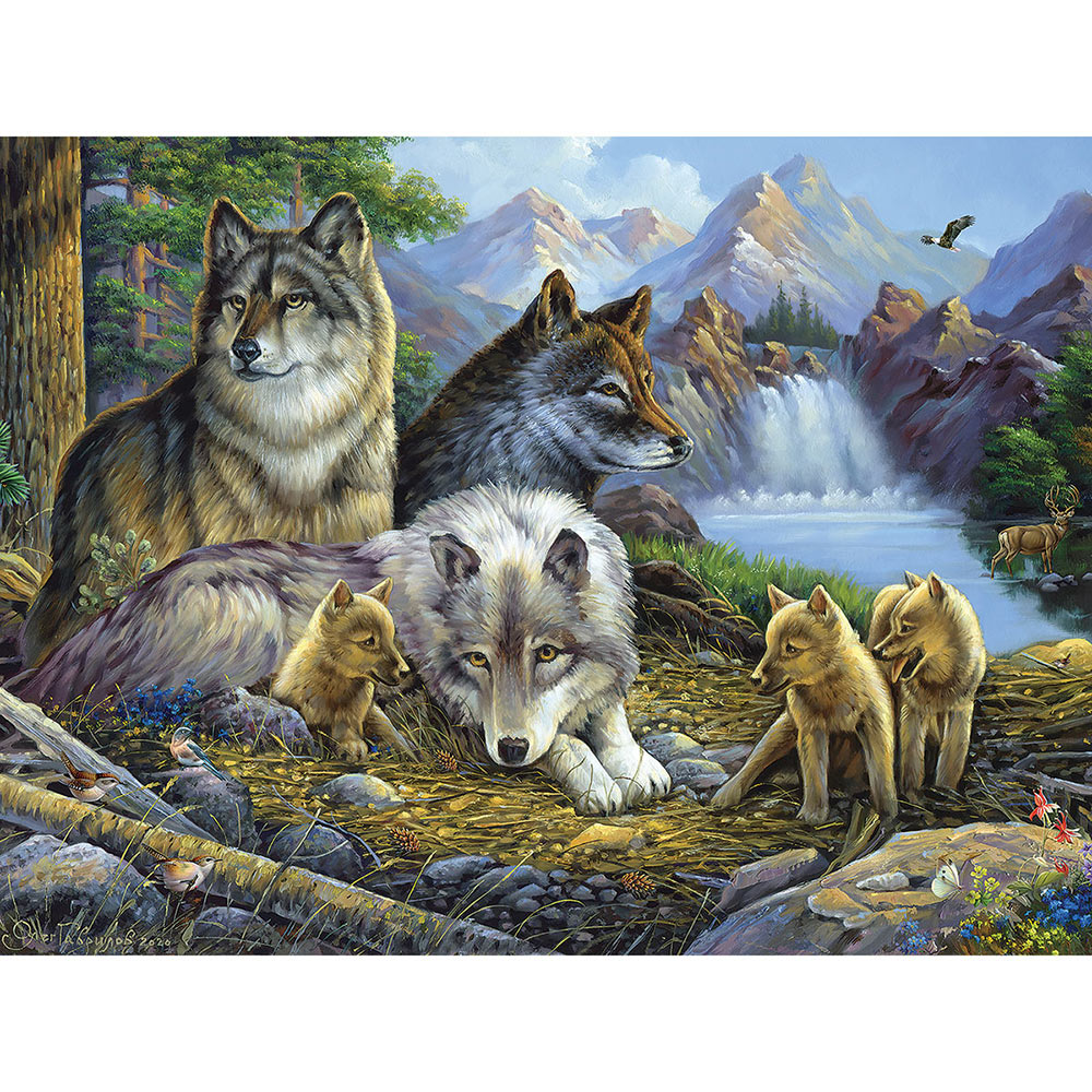 Wolves at the Waterfall 300 Large Piece Jigsaw Puzzle