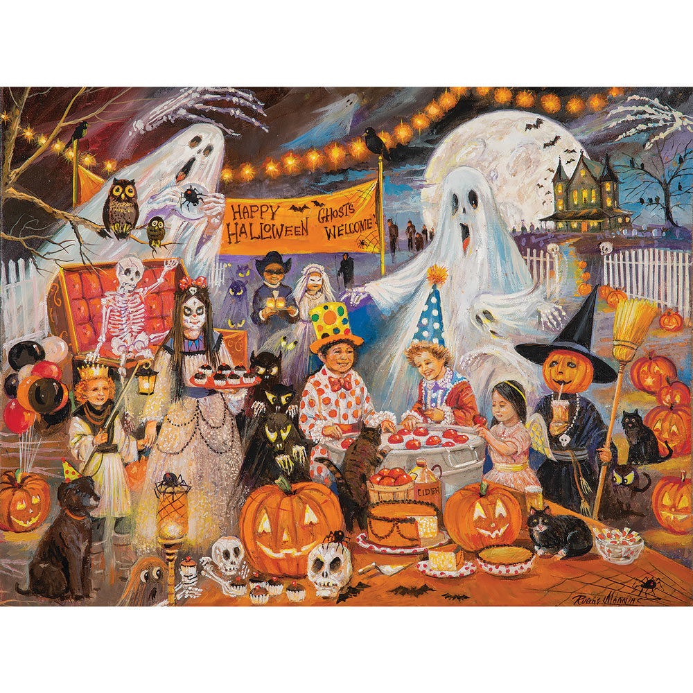 1000 Pcs Ghost Forest Jigsaw Halloween Pumpkins Puzzle For Adults Kids Toy Gifts 