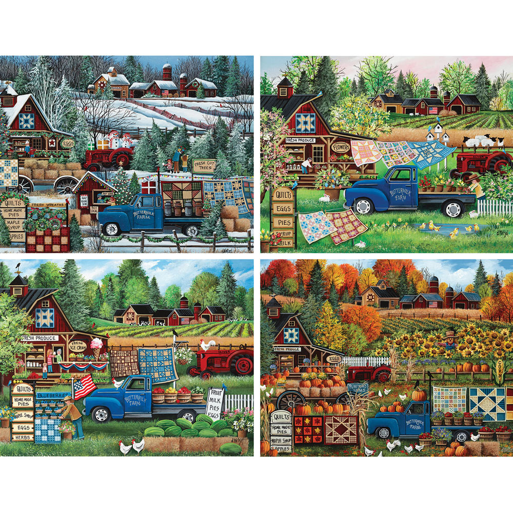 Set of 4: Debbi Wetzel 300 Large Piece Jigsaw Puzzles