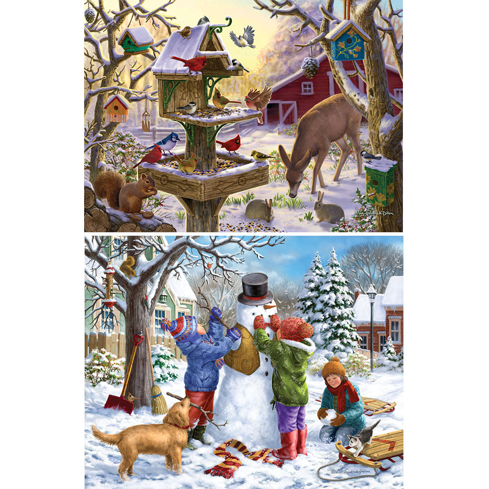 Set of 2: Winter Cheer 300 Large piece Jigsaw Puzzles