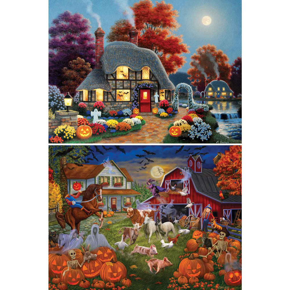 Preboxed Set of 2: Halloween 500 Piece Jigsaw Puzzles