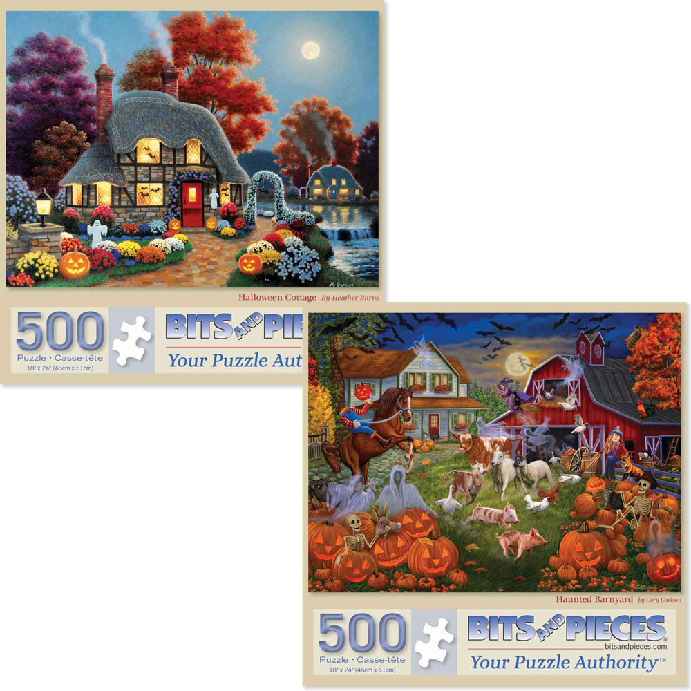Set of 2: Halloween 500 Piece Jigsaw Puzzles