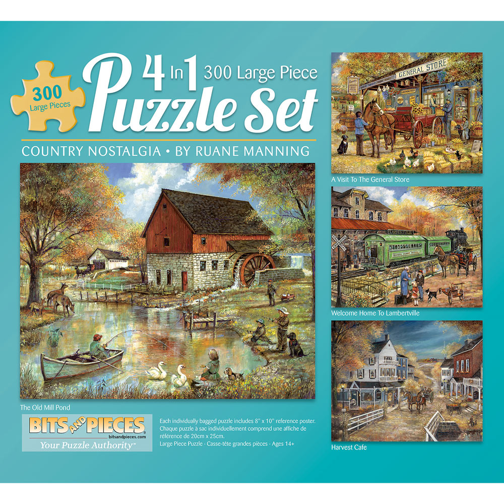 Country Nostalgia 4-in-1 Multi-Pack 300 Large Piece Puzzle Set