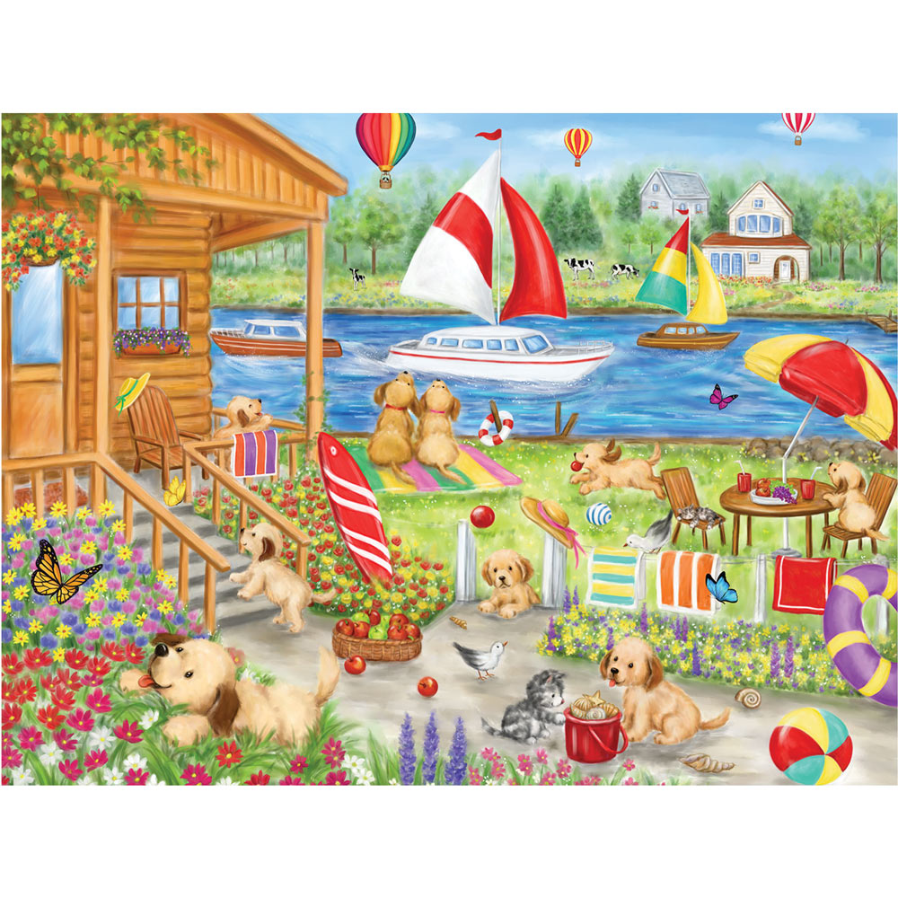 Dogs At Riverside 500 Piece Jigsaw Puzzle