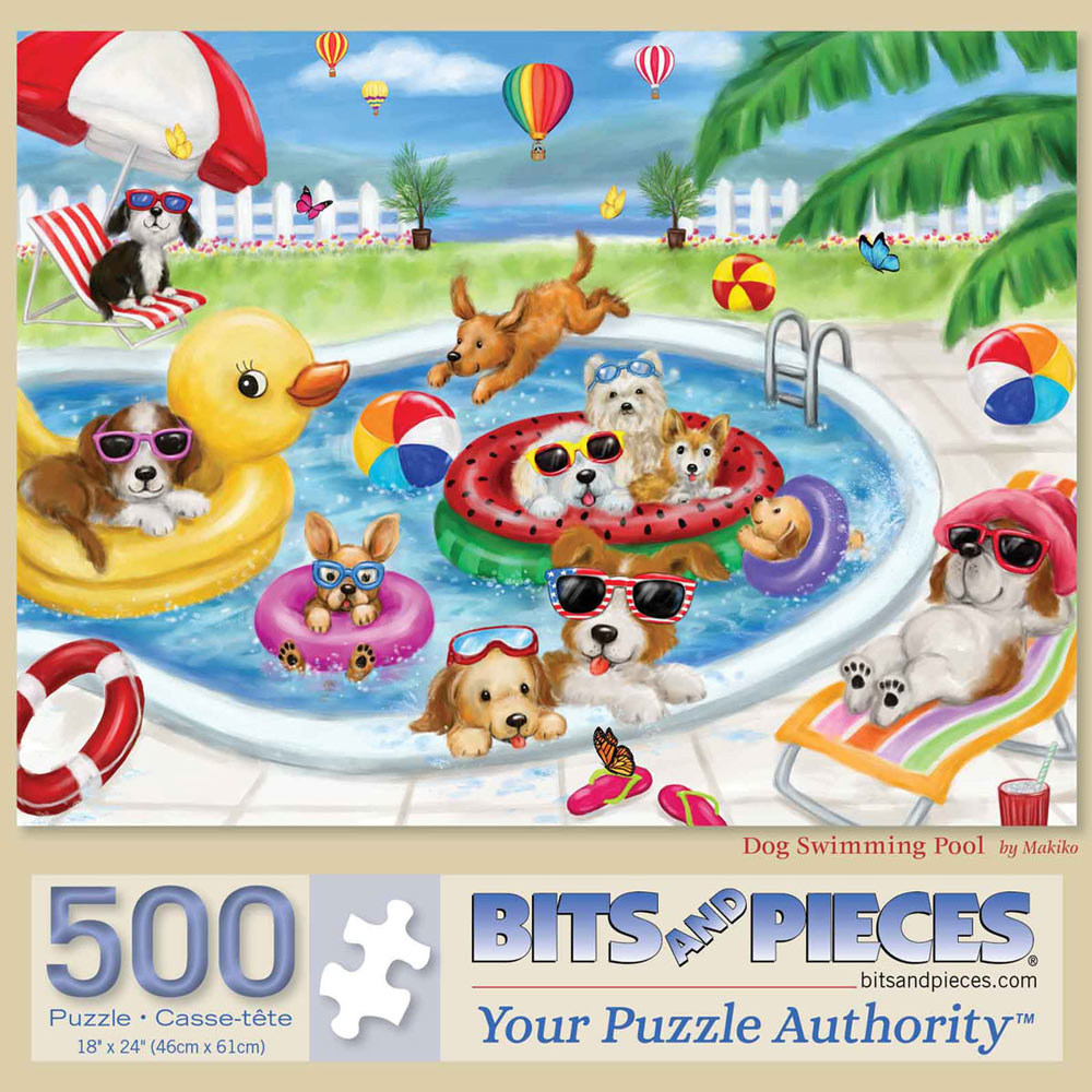 Dog Swimming Pool 500 Piece Jigsaw Puzzle
