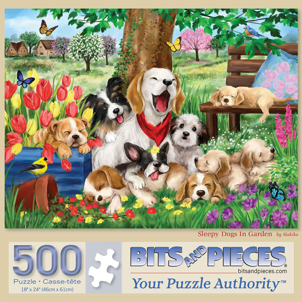 Sleepy Dogs In Garden 500 Piece Jigsaw Puzzle