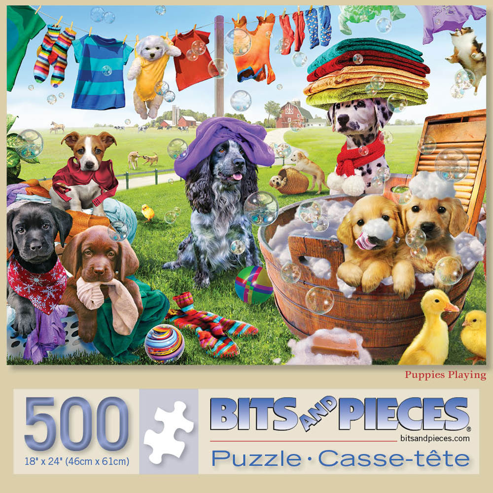 Puppies Playing 500 Piece Jigsaw Puzzle