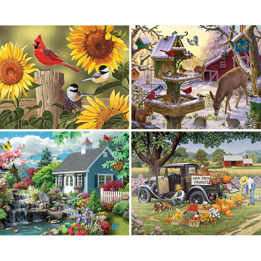 Set of 4: Adult 50 Large Piece Jigsaw Puzzles
