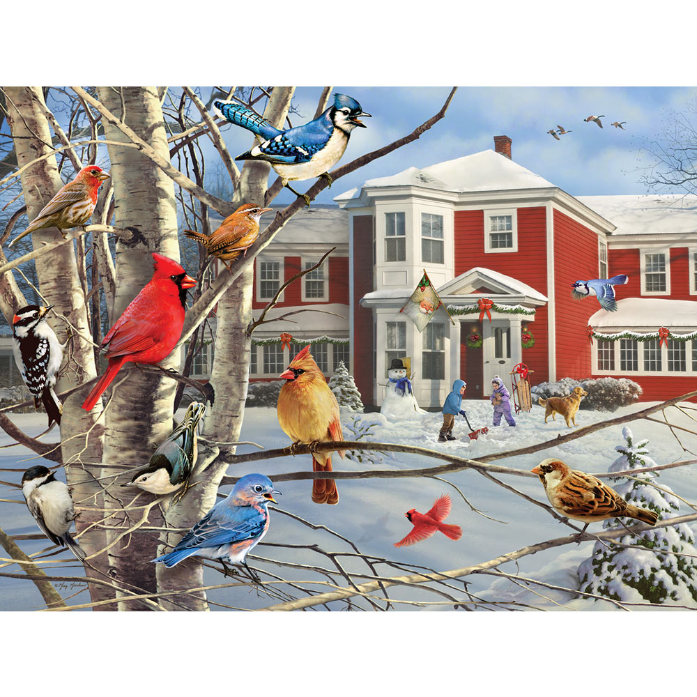 Birds Watching the Winter Fun 300 Large Piece Jigsaw Puzzle