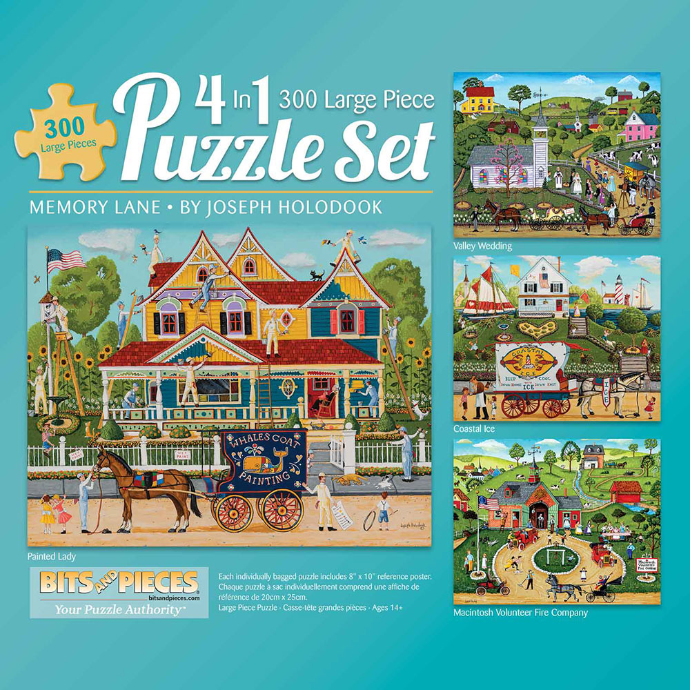 Memory Lane 4-in-1 Multi-Pack 300 Large Piece Puzzle Set
