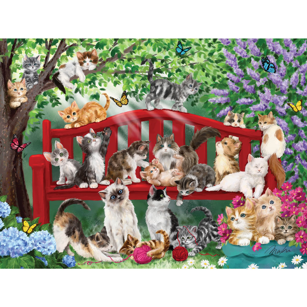 Cats On A Bench 300 Large Piece Jigsaw Puzzle