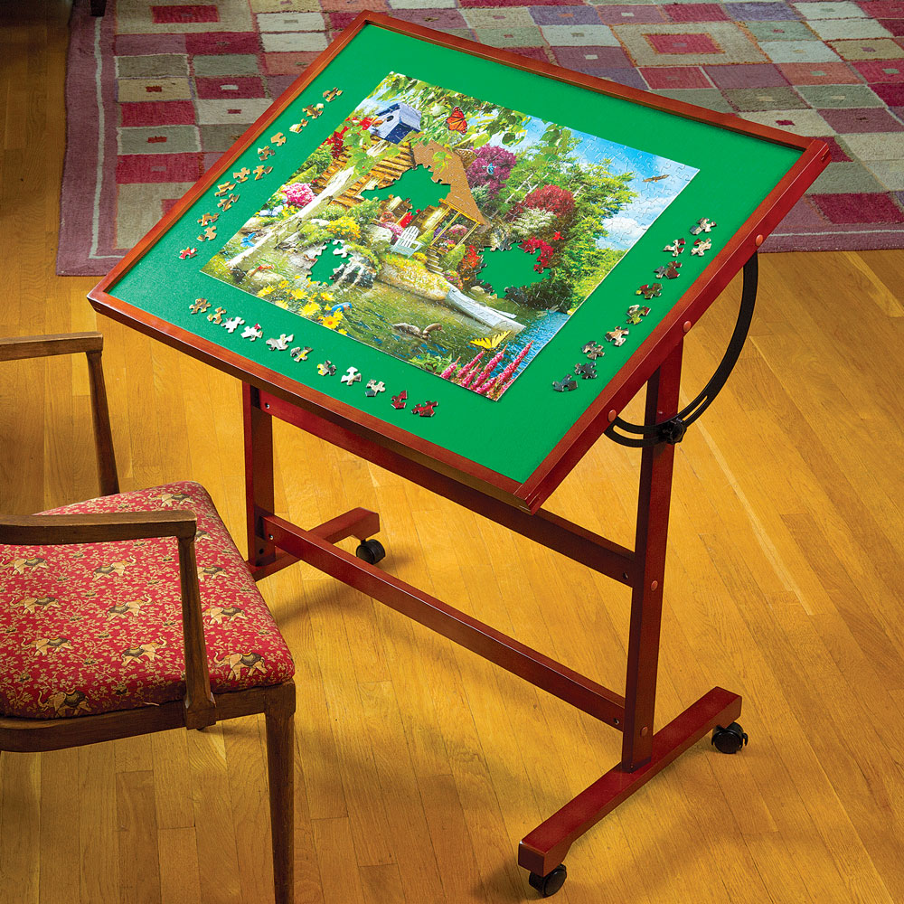 Portable Jigsaw Puzzle Table - 1500 Pcs Puzzle Easel with Stand and Cover,  Non-Slip Felt Puzzle Tables for Adults