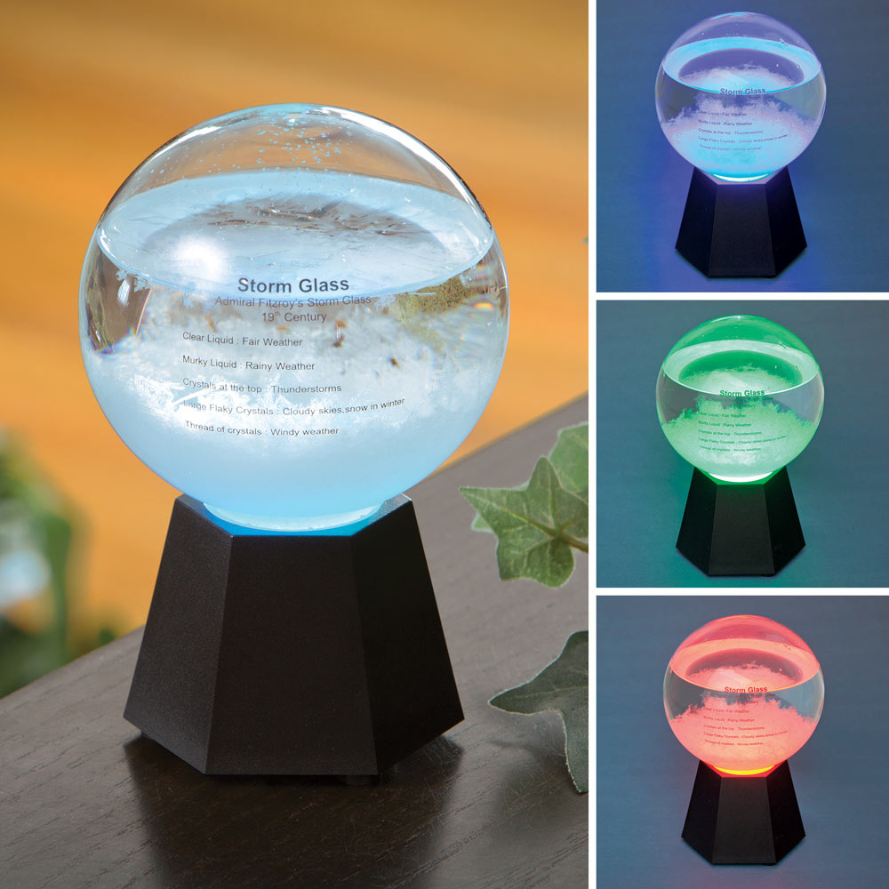 Bits and Pieces Light-Up Barometer Predicts Weather in Your Area Color Changing Fitzroy Storm Globe