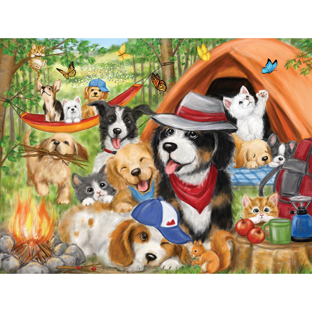 Camping Dogs And Cats 300 Large Piece Jigsaw Puzzle