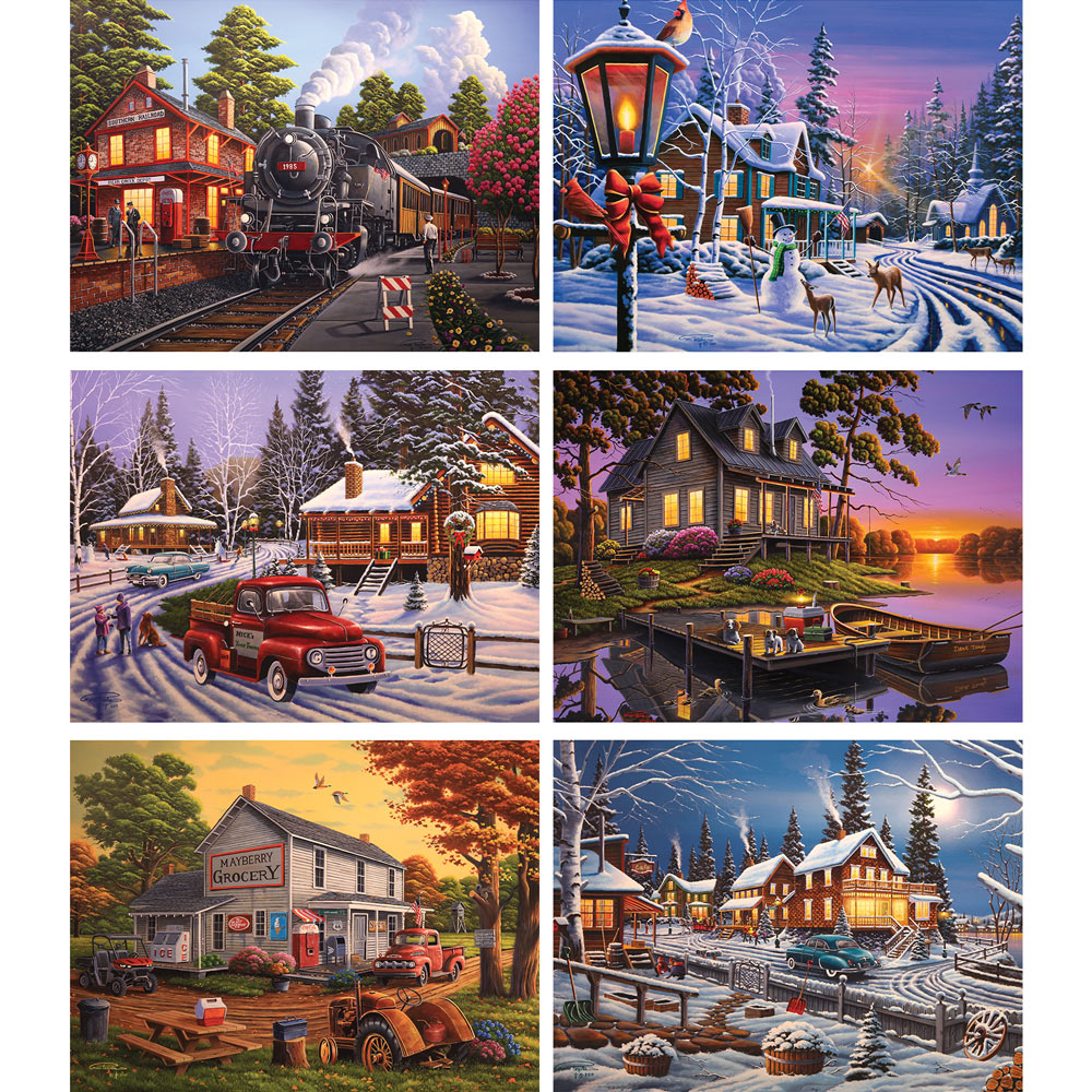 Set of 6: Geno Peoples 300 Large Piece Jigsaw Puzzles