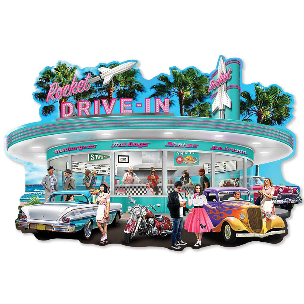 Rocket Drive-In 300 Large Piece Shaped Jigsaw Puzzle