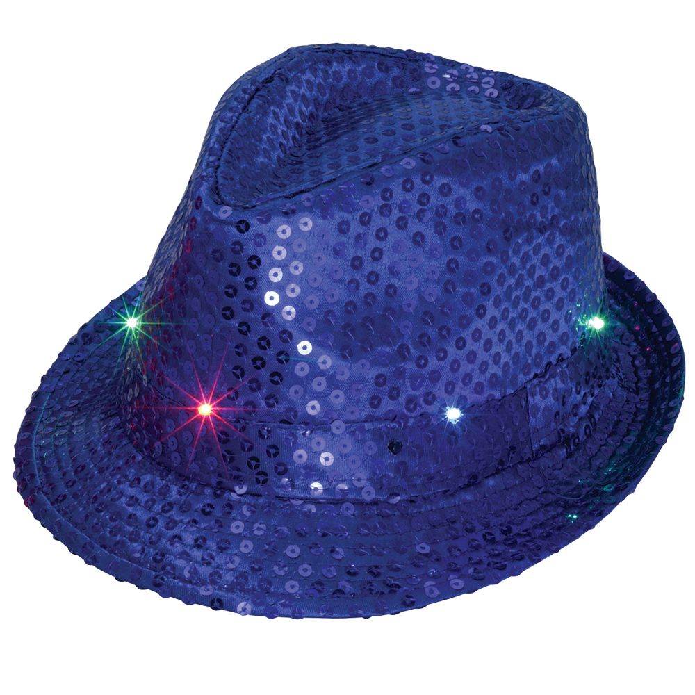 Buy Blue Flashing Sequined Fedora Hat at Bits and Pieces