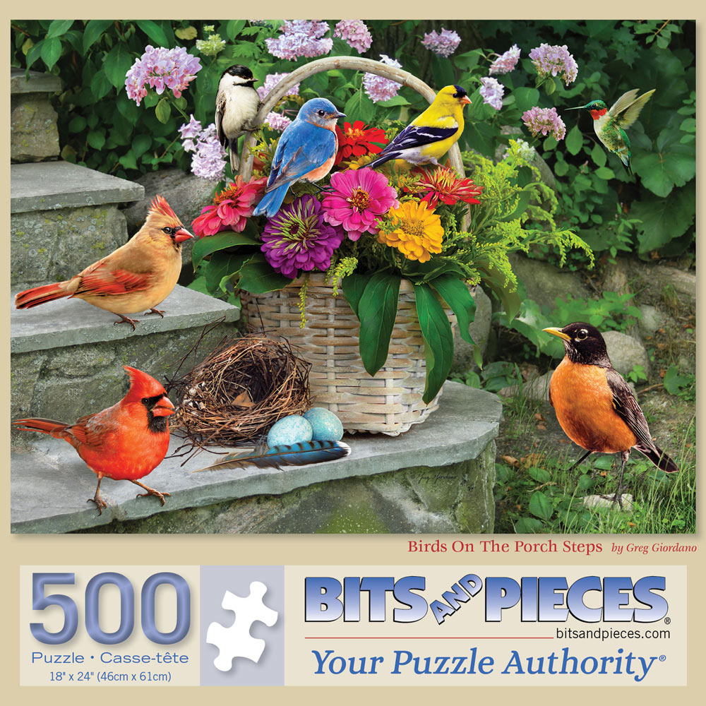 Birds On The Porch Steps 500 Piece Jigsaw Puzzle