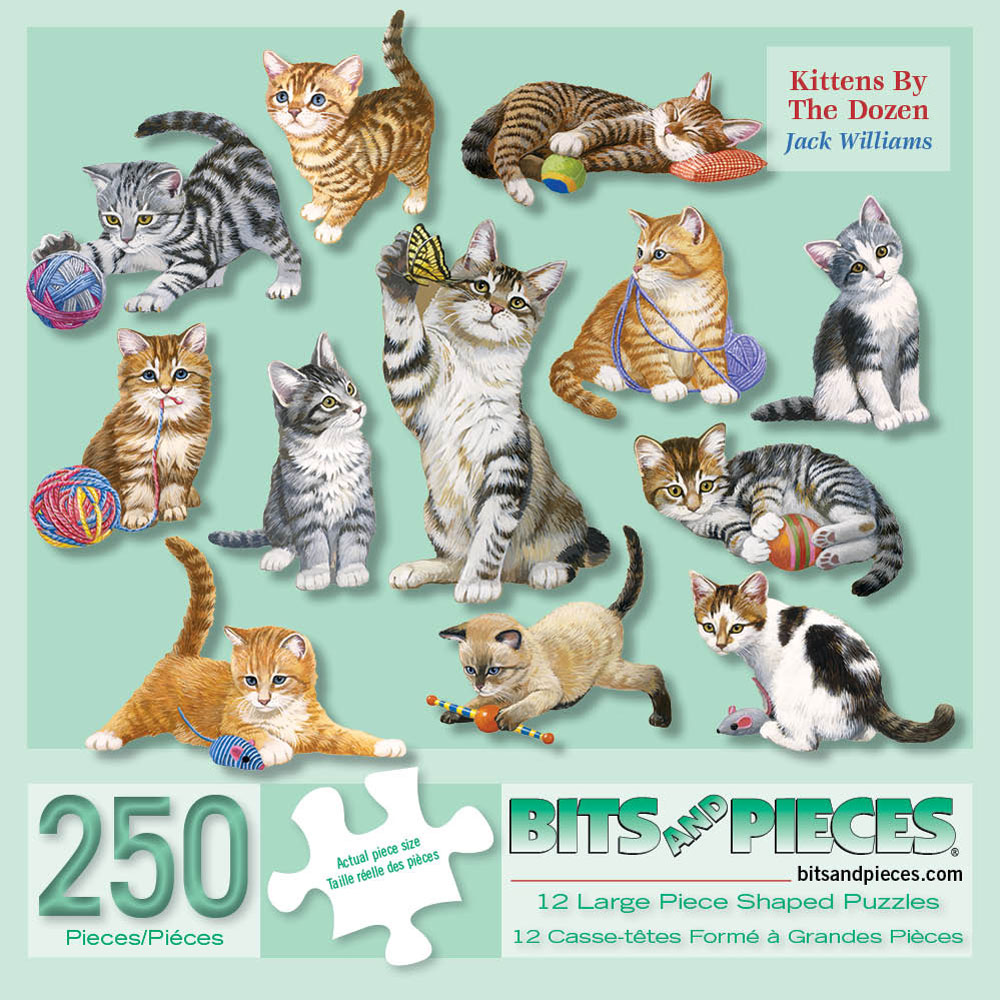 Kittens by the Dozen 250 Large Piece Shaped Mini Jigsaw Puzzles