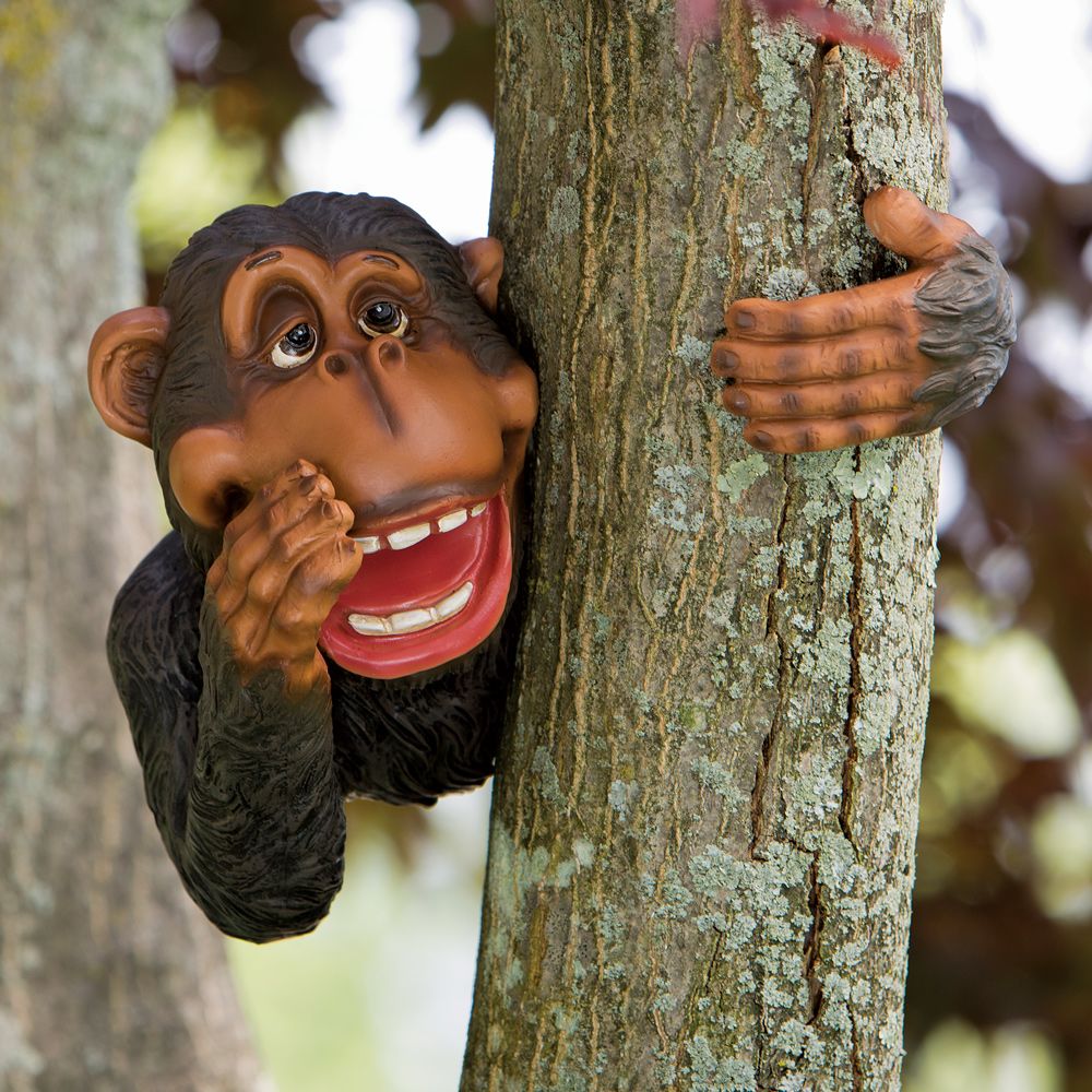 Hellooo Monkey Animal Tree Hugger Garden Sculpture | Bits And Pieces