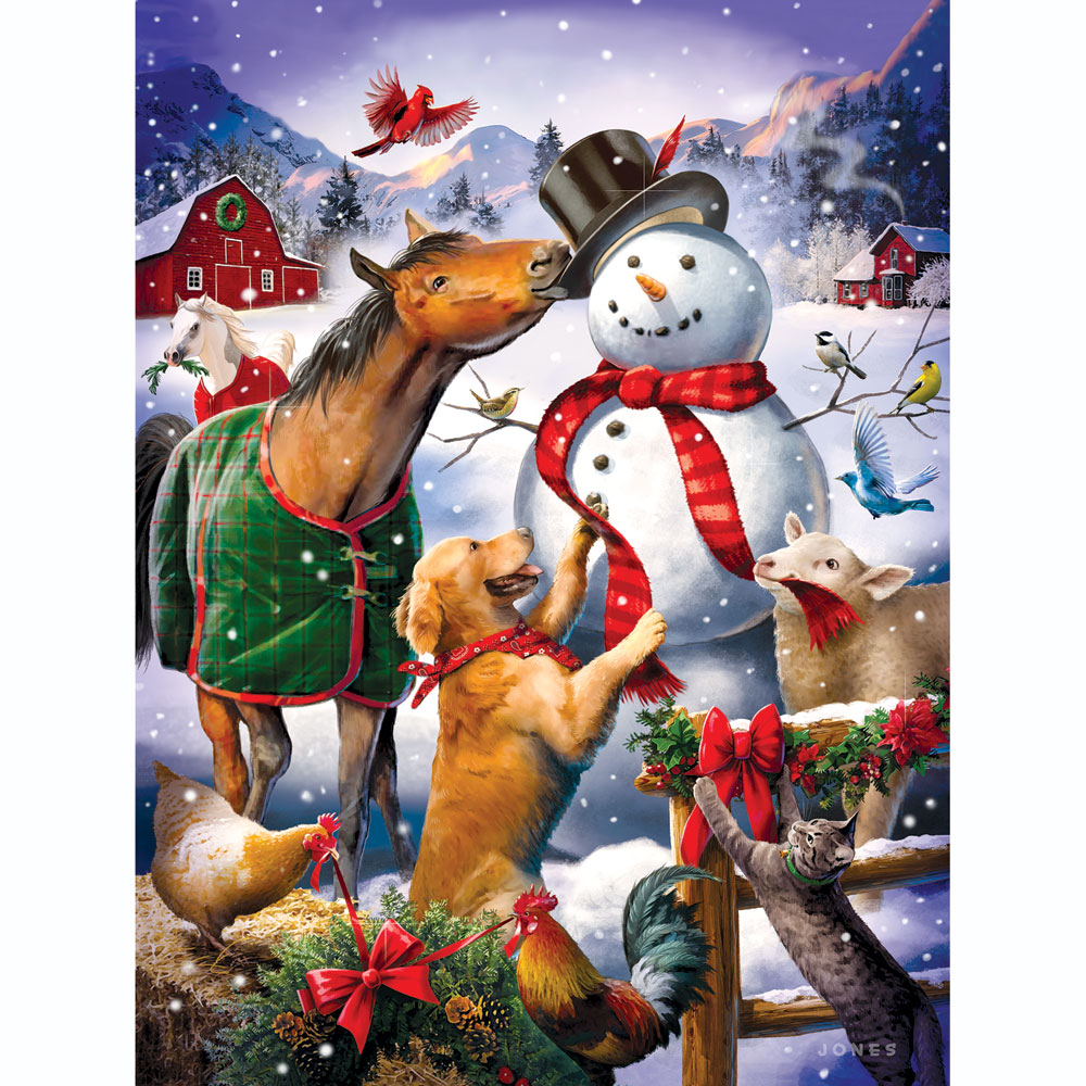 Christmas Barn Snowman 500 Piece Jigsaw Puzzle