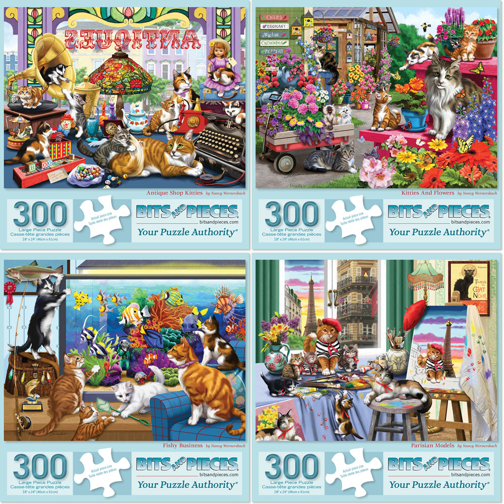 Set of 4: Nancy Wernersbach 300 Large Piece Jigsaw Puzzles