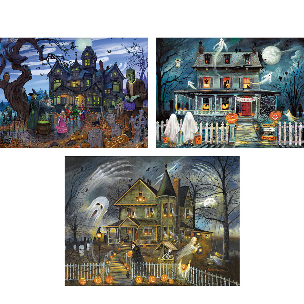 Preboxed Set of 3: Halloween 300 Large Piece Jigsaw Puzzles