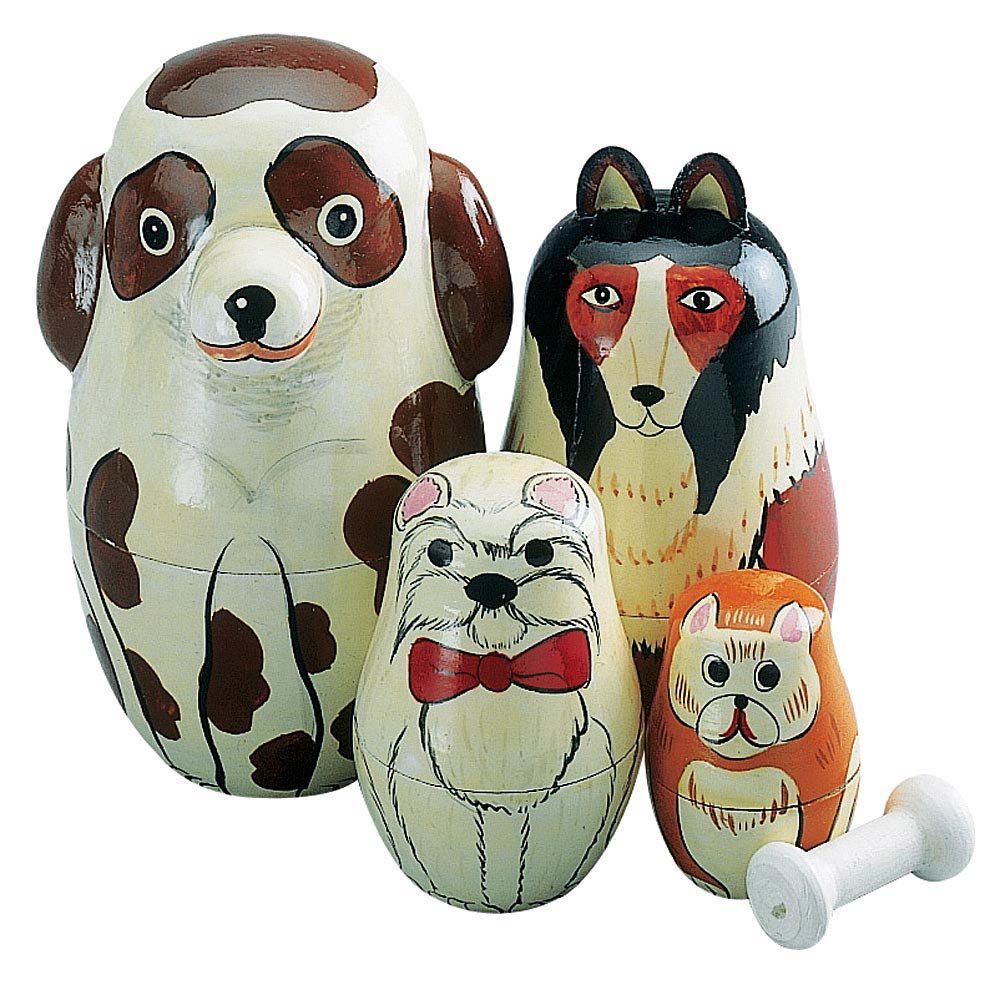Live It Up Wooden 5 Piece Set Party Supplies Puppy Dog Nesting Dolls 