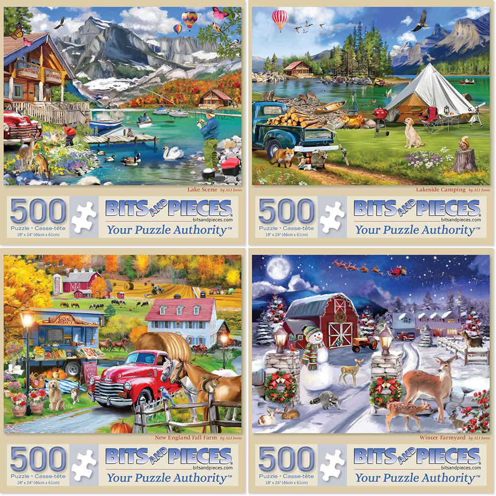 Set of 4: ALI Innis 500 Piece Jigsaw Puzzles