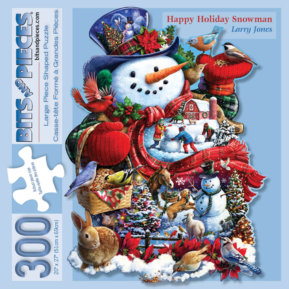 Happy Holiday Snowman 300 Large Piece Shaped Jigsaw Puzzle