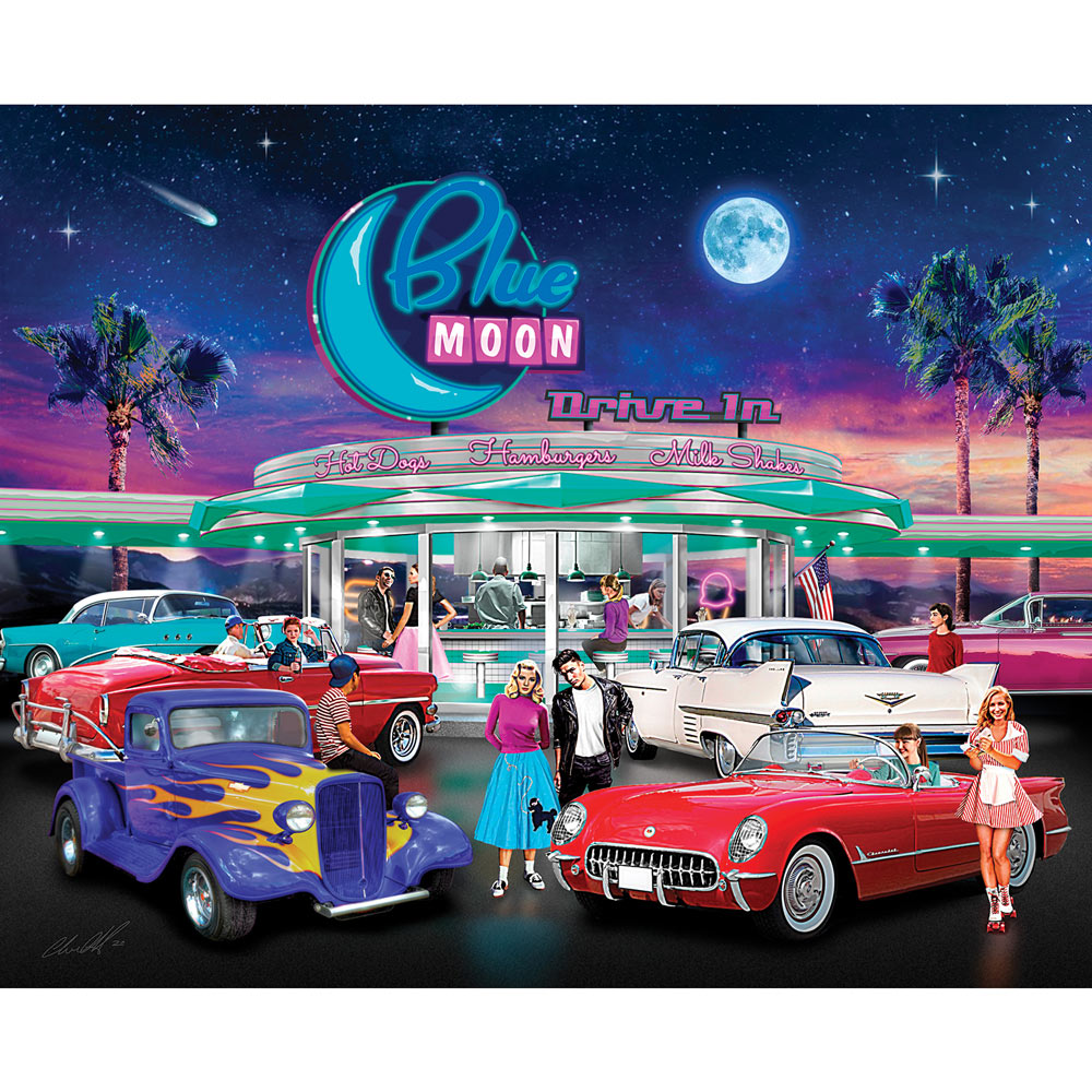 Blue Moon Drive In 300 Large Piece Jigsaw Puzzle