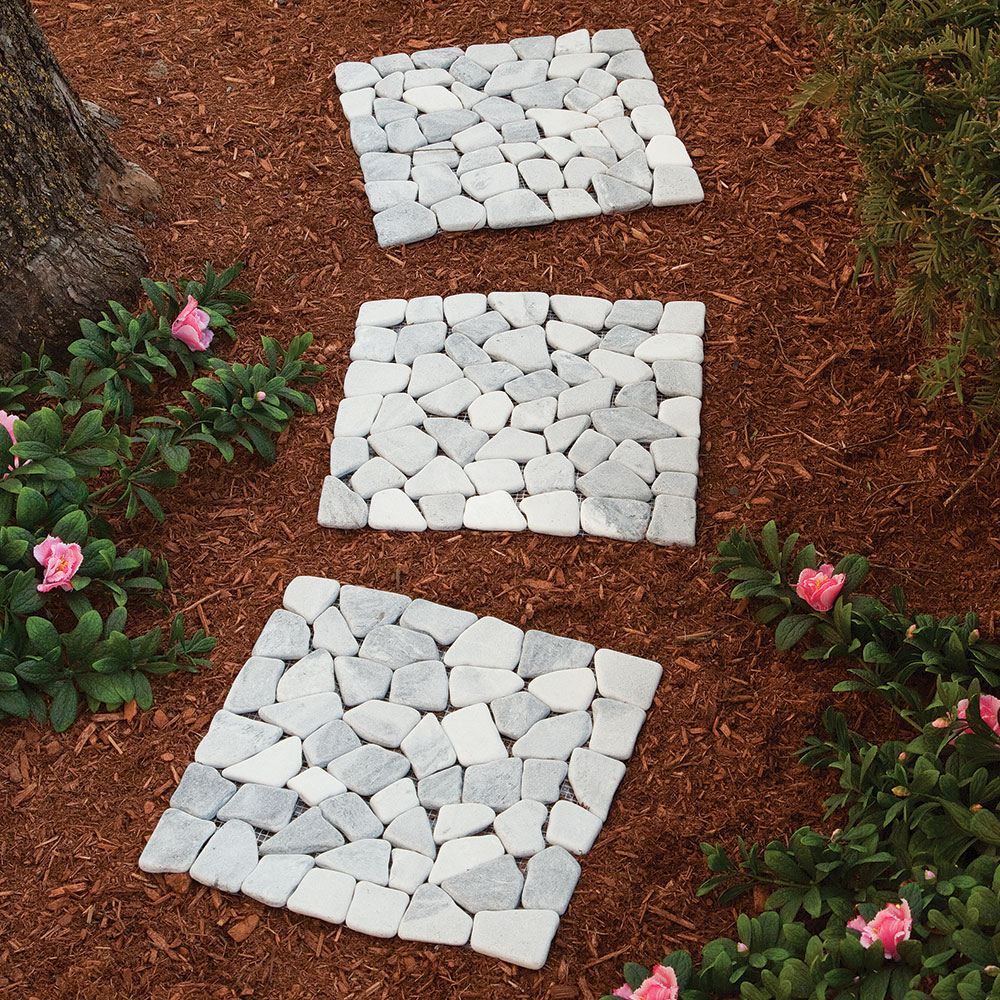 Bits and Pieces - Square Marble Stepping Stones - Decorative Stones for Your Garden