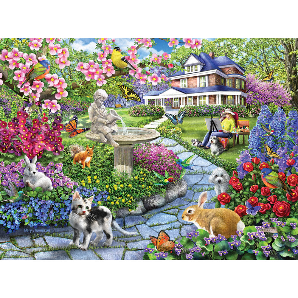 Details about   Garden With Red Bridge 14" X 11" 500 Piece Puzzle Very Hard Small Pieces 