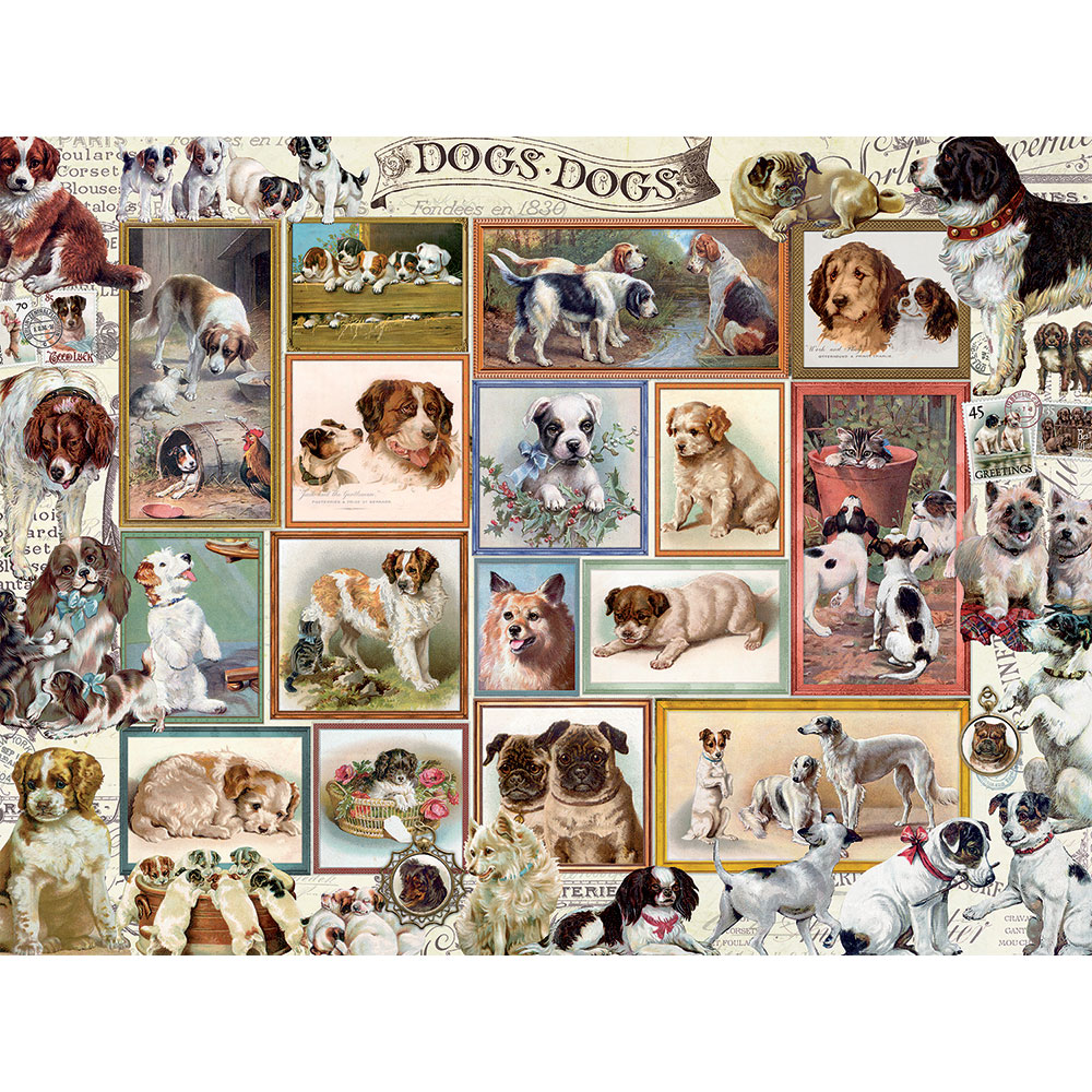 Large Pieces 300 Pieces Retro Dogs Puzzle 
