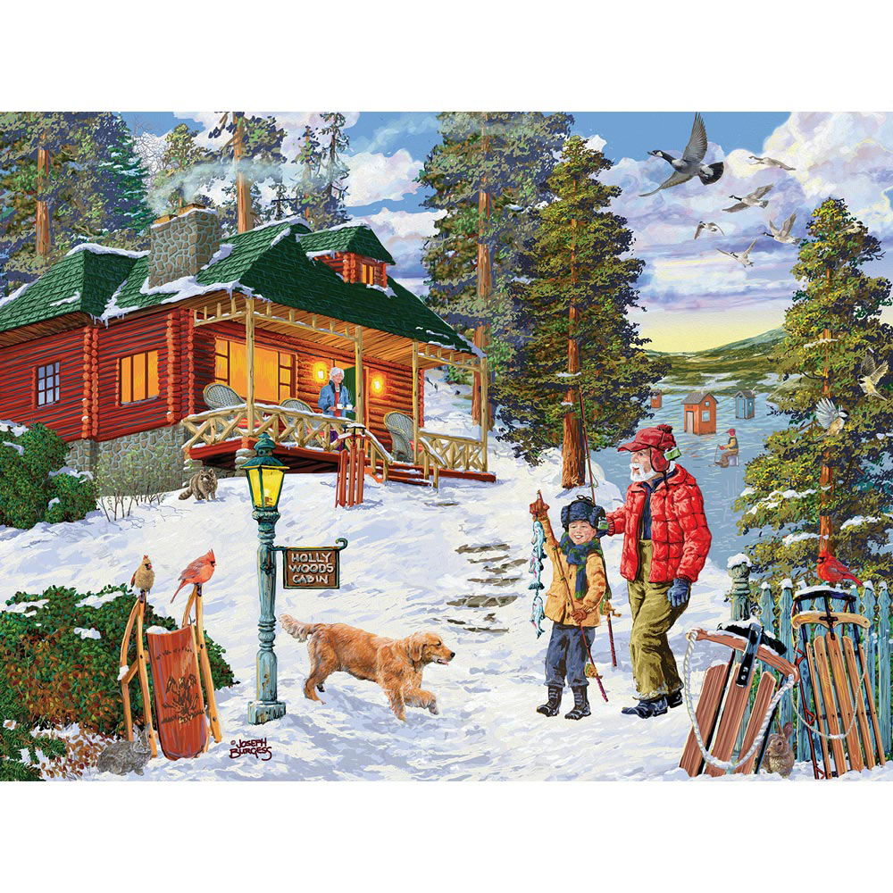 300 pc Jigsaw by Artist Joseph Burgess Fun with Grandpa Bits and Pieces 300 Piece Jigsaw Puzzle for Adults