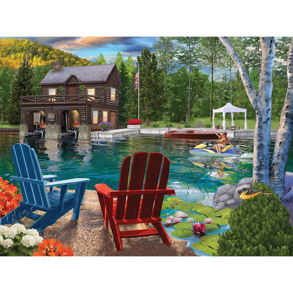 NEW Puzzlebug 300 Piece Jigsaw Puzzle ~ Boats and House on Kennebunkport River 