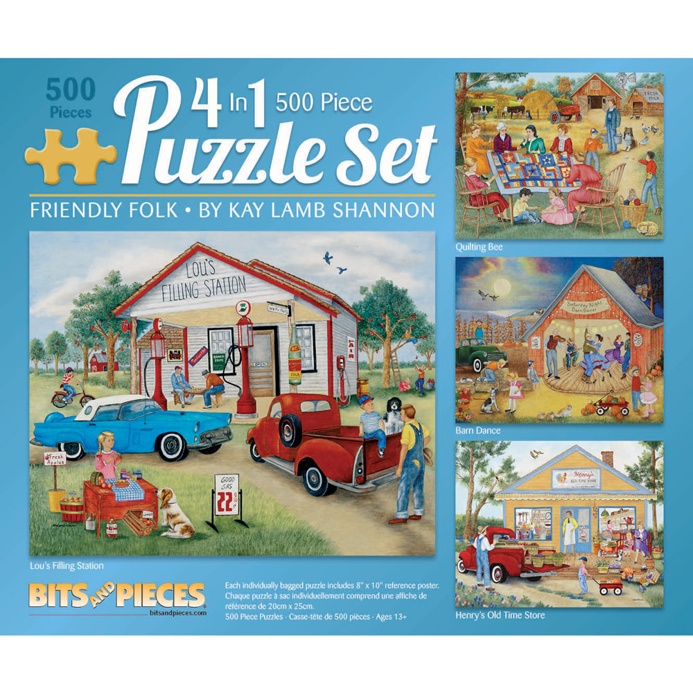 Friendly Folk 500 Piece 4-in-1 Multi-Pack Puzzle Set