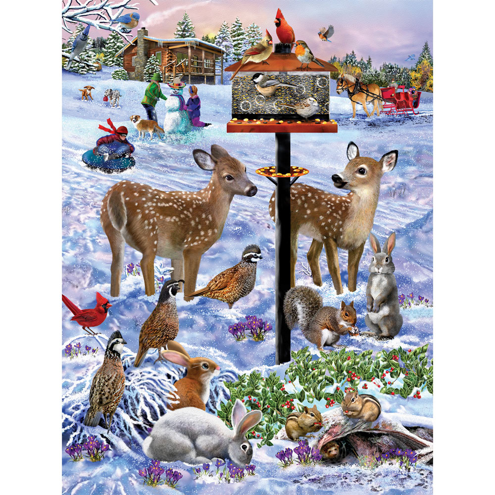 Forest Feeder Gathering 300 Large Piece Jigsaw Puzzle