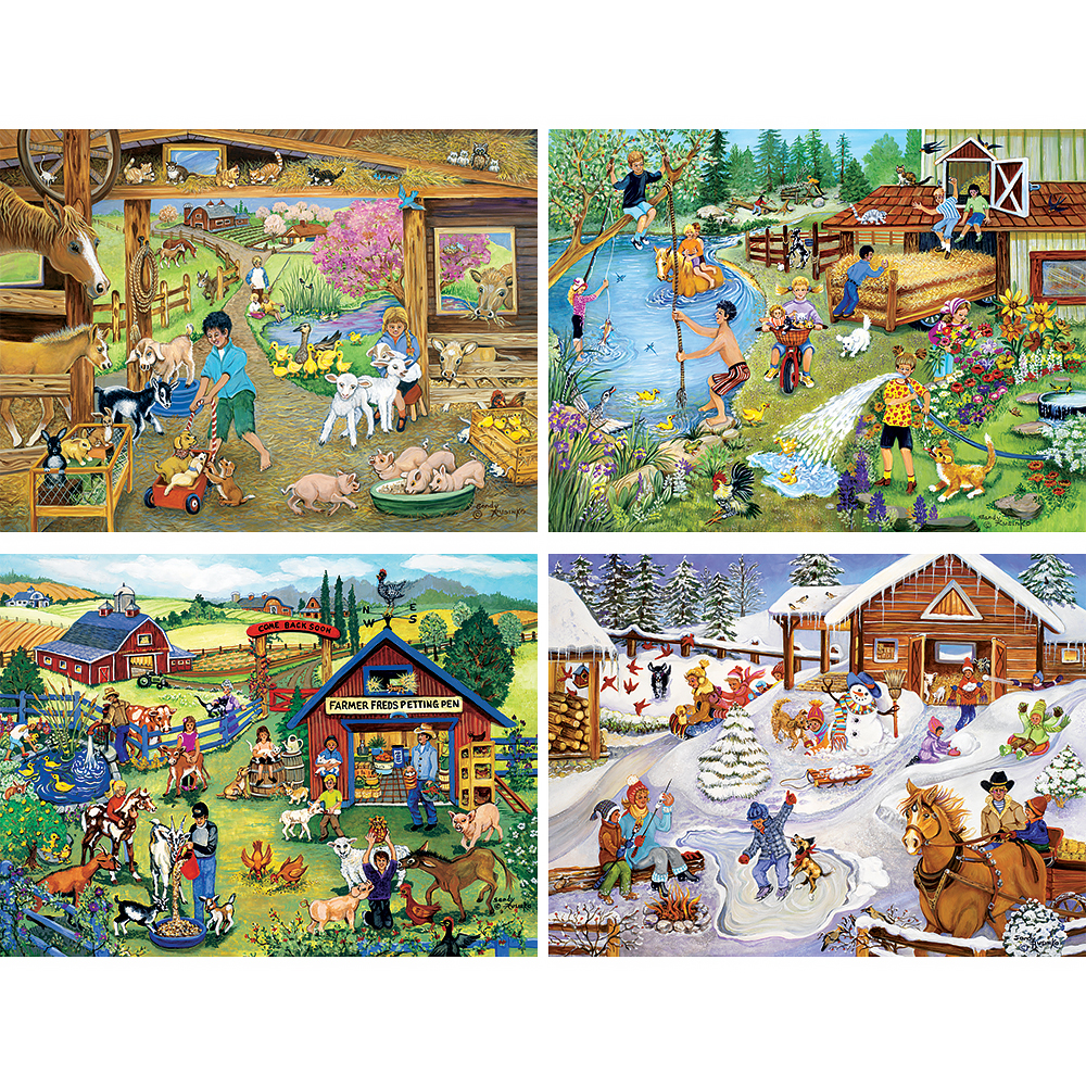 Fun on the Farm 4-in-1 MultiPack 1000 Piece Puzzle Set