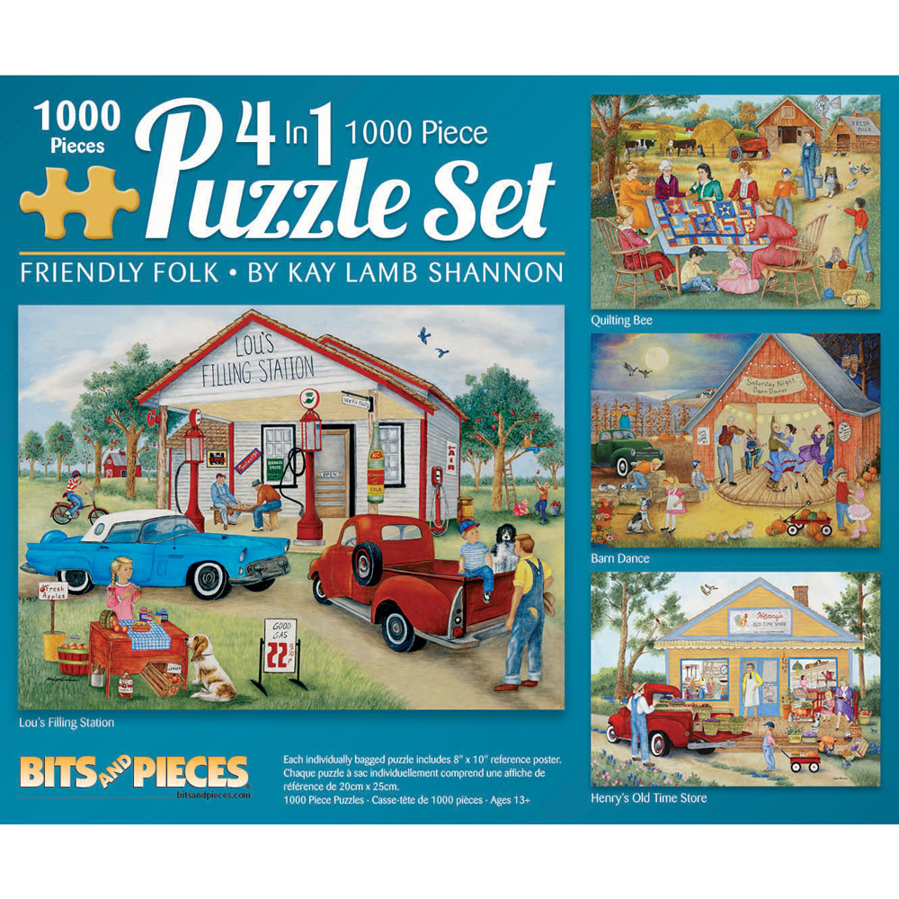 Friendly Folk 1000 Piece 4-in-1 Multi-Pack Puzzle Set