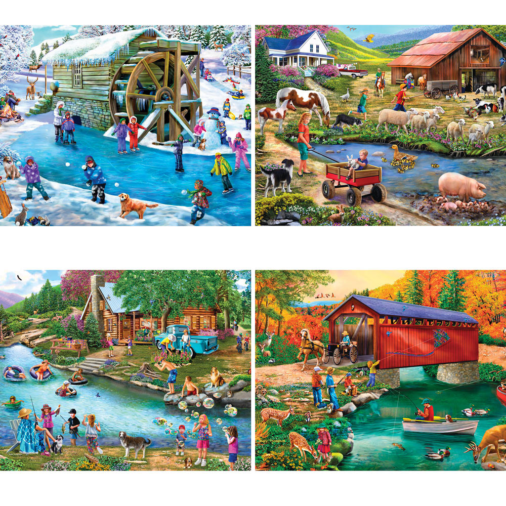 River Escapades 300 Large Piece 4-in-1 Multi-Pack Puzzle Set