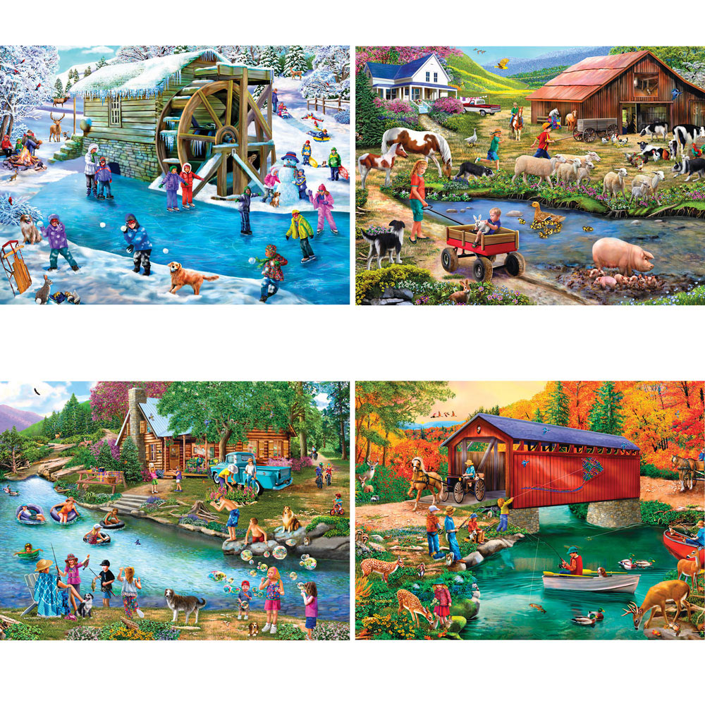 River Escapades 1000 Piece 4-in-1 Multi-Pack Puzzle Set