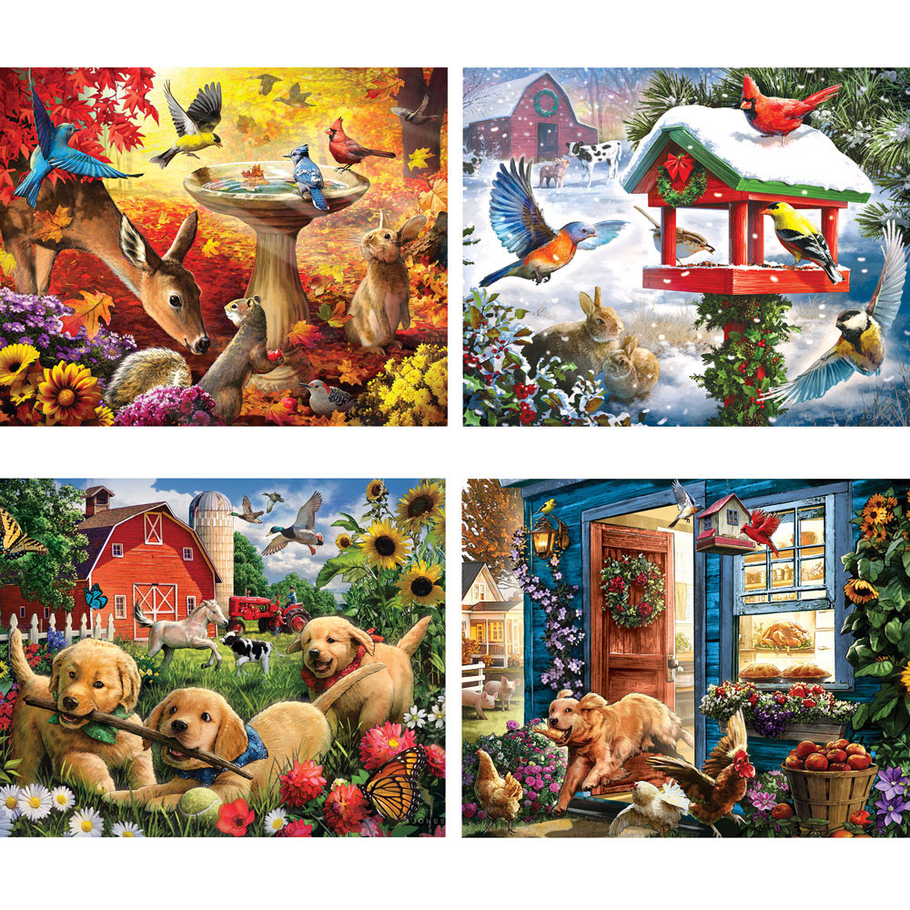 Country Living 4-in-1 Multi-Pack 1000 Piece Puzzle Set