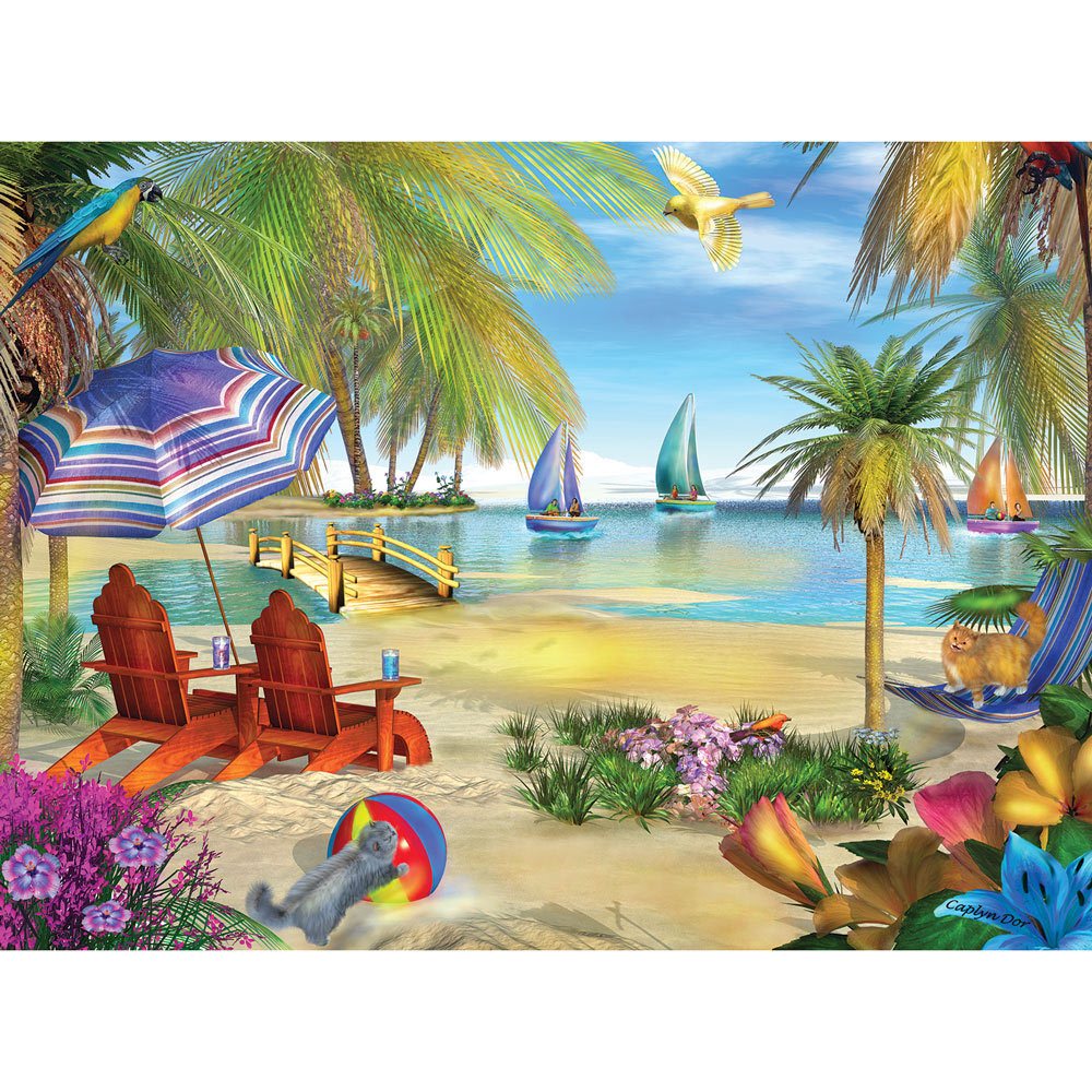 1000 Pieces Adult Puzzle Set Kids Sea Beach Palm Trees Jigsaw Difficult Puzzle 