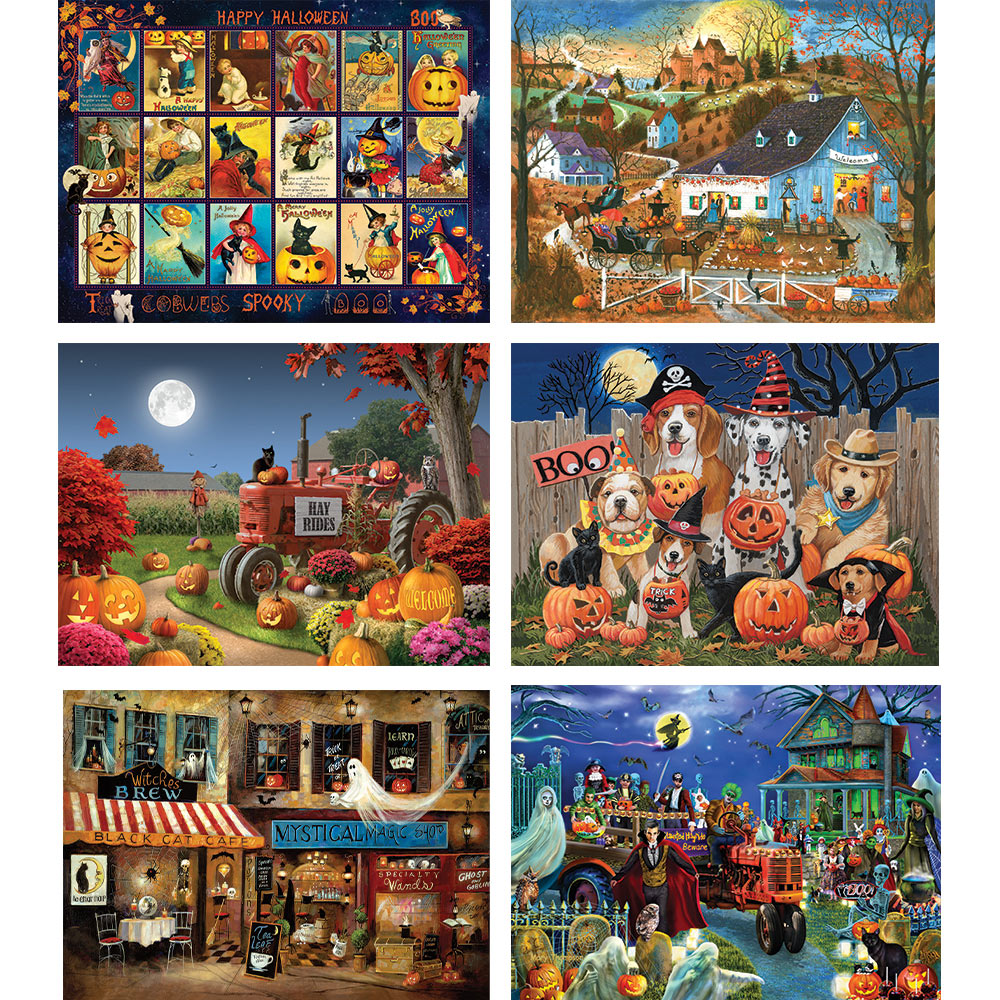 Set of 6: Halloween 500 Piece Jigsaw Puzzles