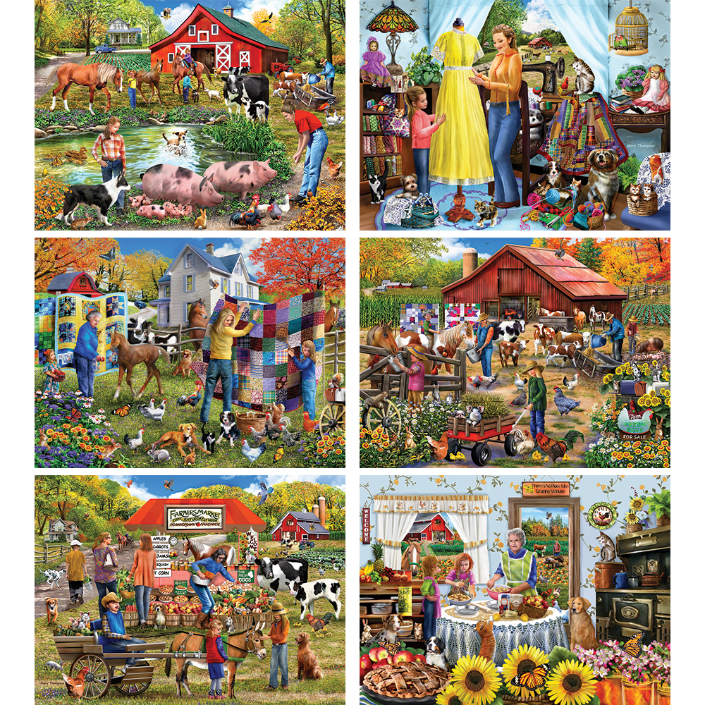 Set of 6: Mary Thompson 1000 Piece Jigsaw Puzzles